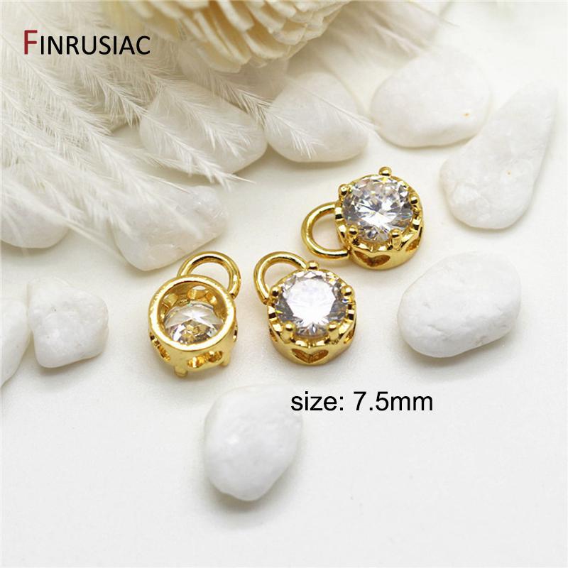 6 Types 14K Gold Plated Brass Zircon Rhinestone Pendants Charms,Jewelry Making For DIY Necklace Earrings Findings Accessories