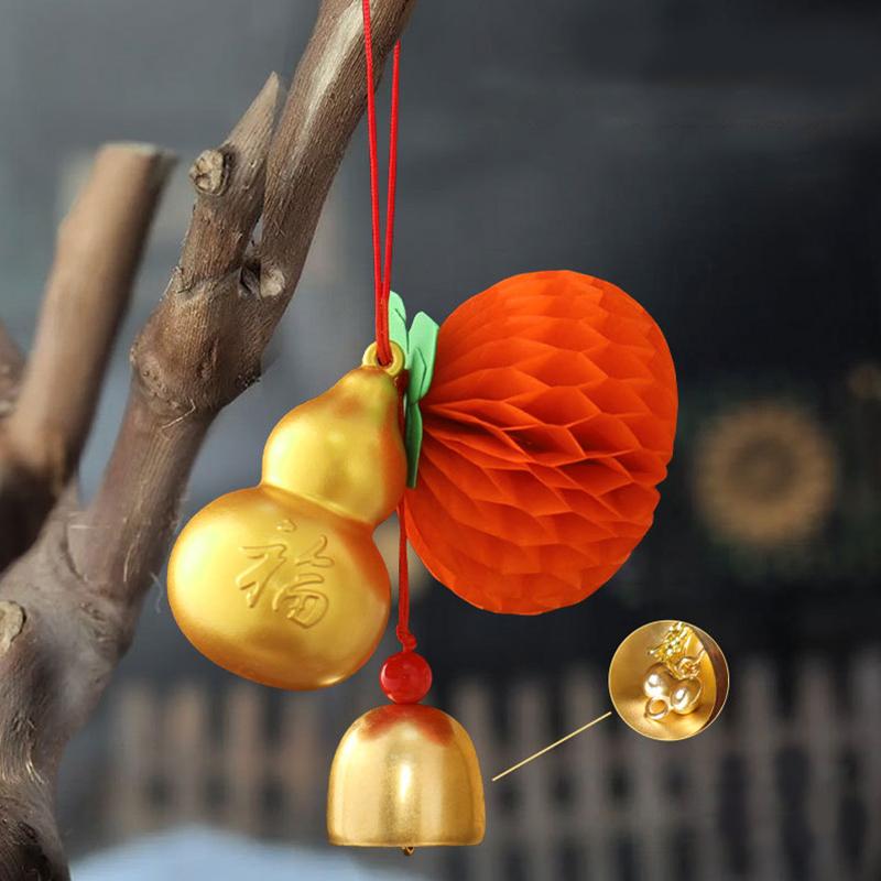 14cm DIY Accessories Cute Bell Design New Year Home Decor Gift of Blessing Gourd Design Auspicious Pendant Multi-Color