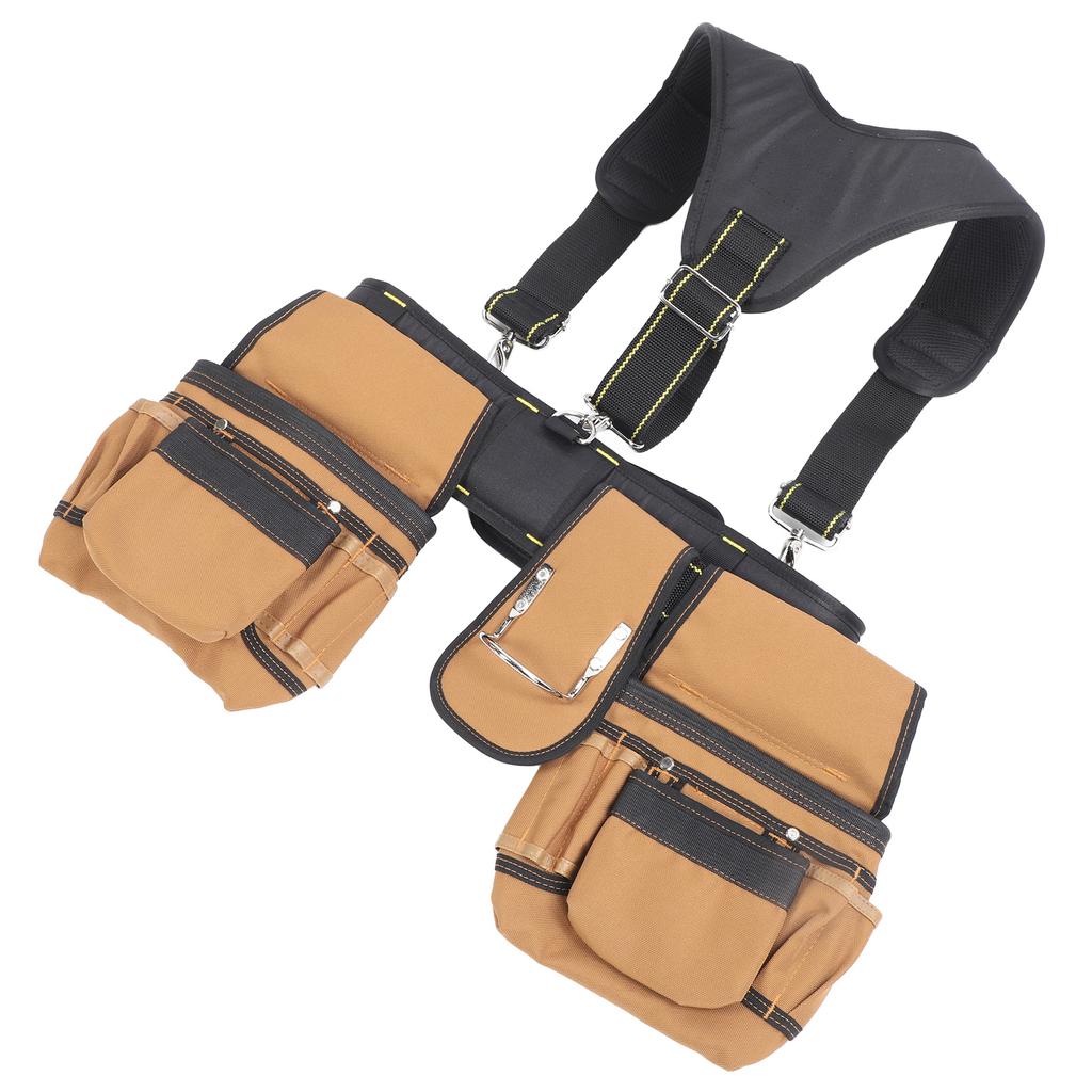 Construction Tool Belt Adjustable 1200D Oxford Cloth Pockets Tool Belt with Pouches and Metal Tape H