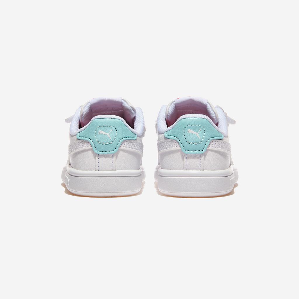 Puma Smash 3.0 Badge Velcro Infant [PKI39728706-PUMA White-Safe Lake-Red Fire]