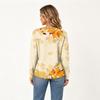 Women's Fashion Vintage Print Knit Long Sleeve Top with Button-Down Collar