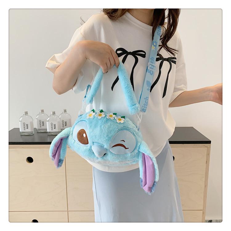 Women's Plush Kuromi & Cinnamoroll Tote Crossbody Bag - Cute Dog Tooth Design Handbag