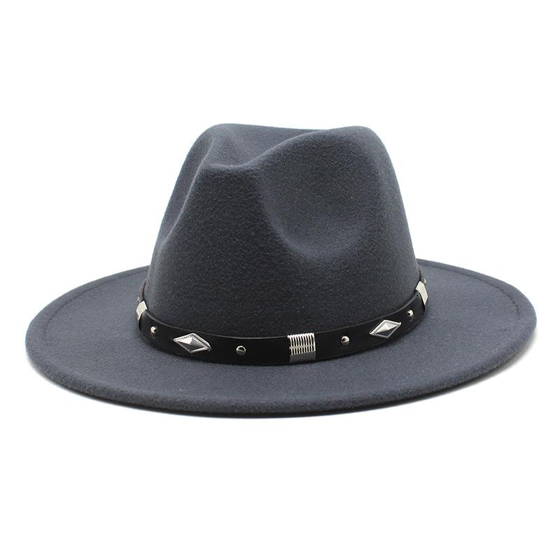 Rivet Accessories Top Hat Men'S And Women'S Wool Hat British Retro Outdoor Big Edge Flat-Brimmed Jazz Hat