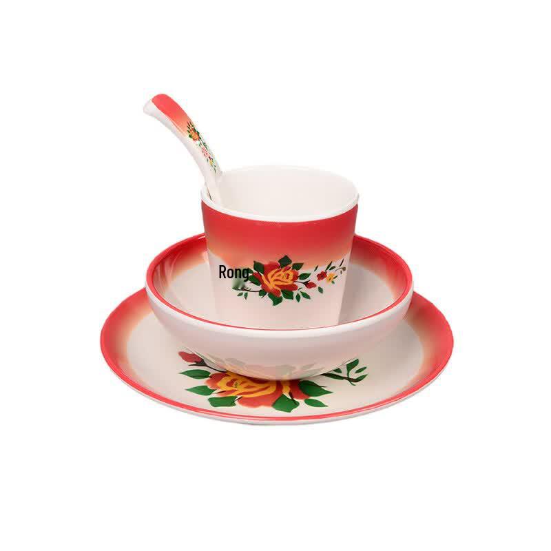 ZISIZ Retro Melamine Floral Divided Serving Plate