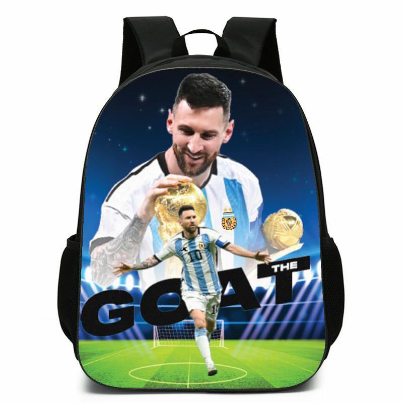 Football Messi Anime Cartoon Character Student Backpack For Kids Schooling