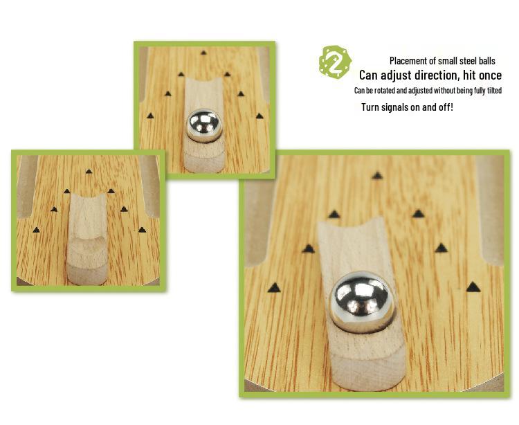 Wooden Mini Bowling: Parent-Child Interactive Stress-Relief Table Game for Kids and Adults