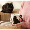 VOTUM Black Cat Coffee Mug,12 Oz Ceramic Tea Cup with Tail Handle and Paw Prints Inside — Cute Handmade Gift for Feline Lovers,Women