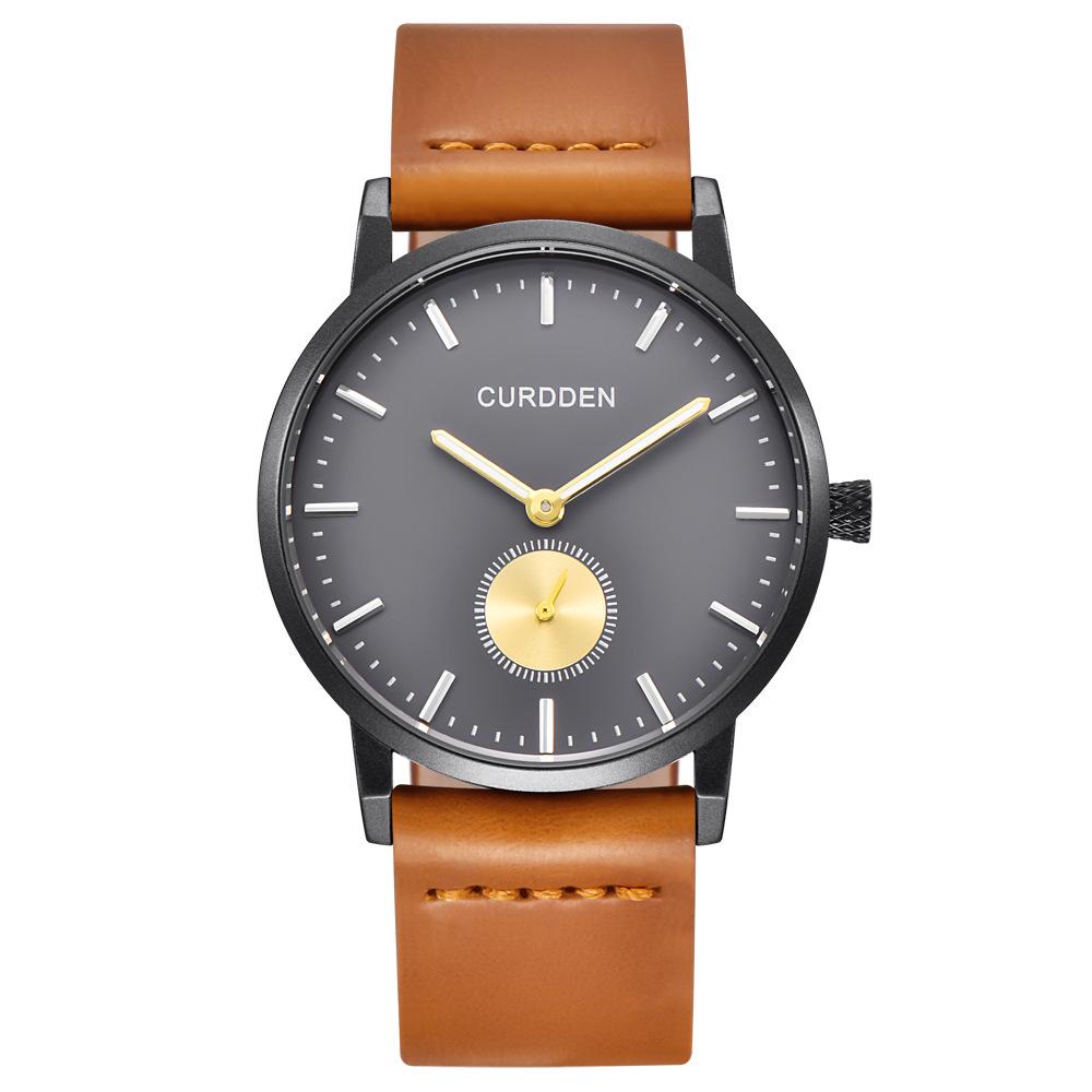 CURDDEN Мужские часы Кварцевые часы Кожаный ремешок Кварцевые часы с круглым циферблатом — фото 7