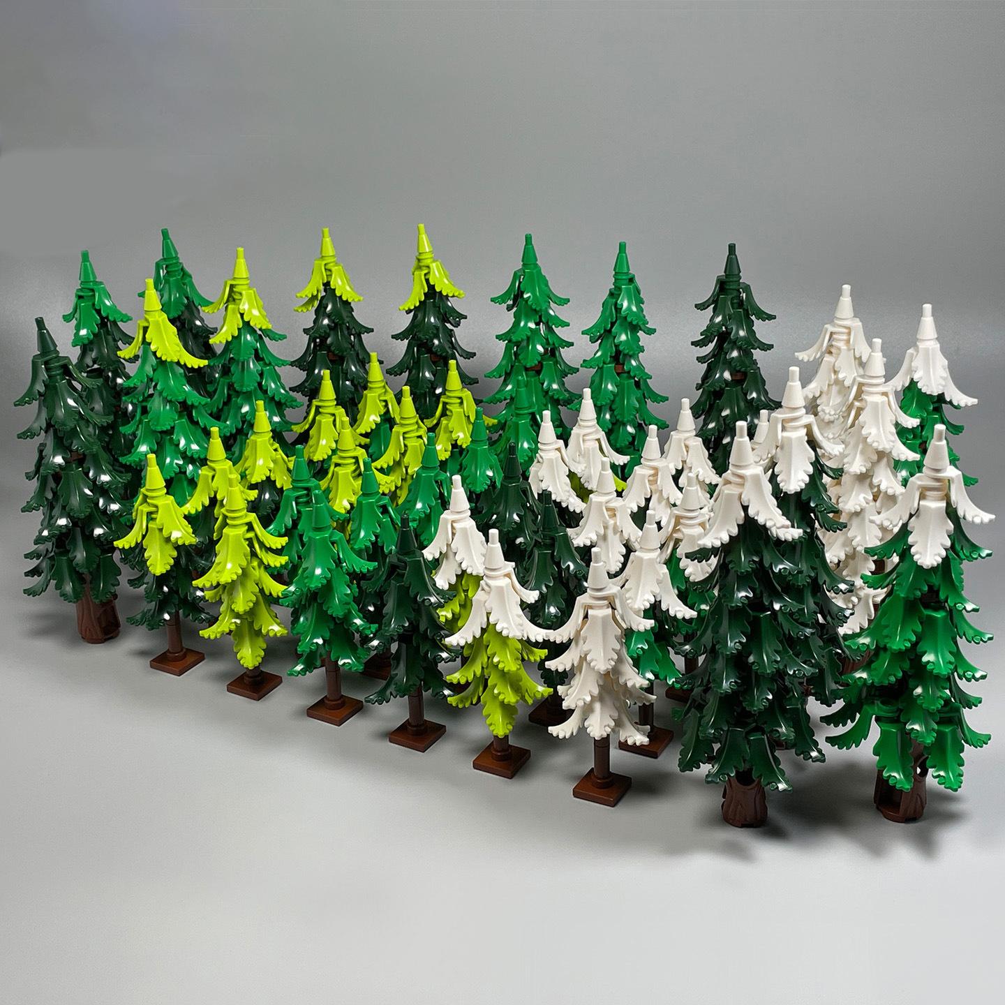 Bai Fen Bai Dolls And Toys Moc City Garden Building Block Set – Diy Assembly Pine & Pine And Cypr, Street View Forest Plants, Trunk Leaves Grass Accessorie