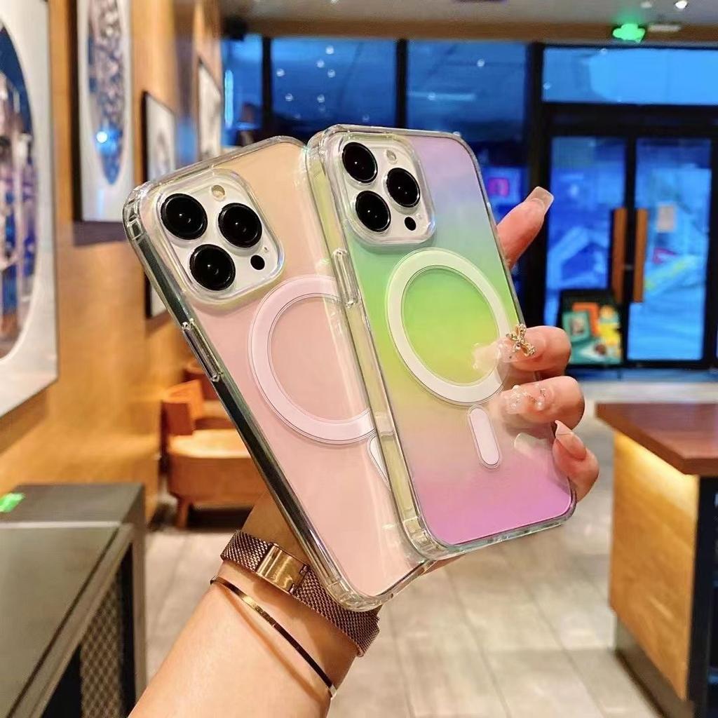 Colorful Magnetic Phone Case Suitable for IPhone14ProMax Gradient Protective Case Apple 15 Acrylic