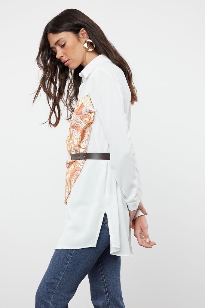 Women's Style Hijab Shirt White Accessory Shawl Detailed Woven Shirt