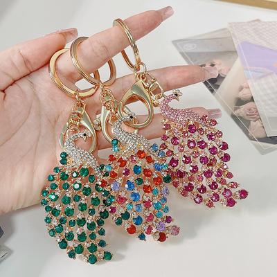 Creative Multicolor Animal Peacock Metal Keychain Ladies Home Keychain Bag Pendant Gift