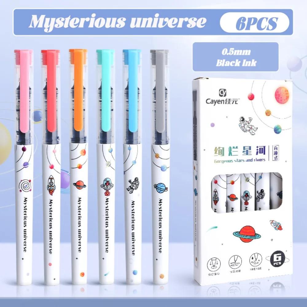6PCS/Set Replaceable Refill Gel Pen 0.5mm Black Ink Large-capacity Neutral Pen Quick-drying Signature Pens Students
