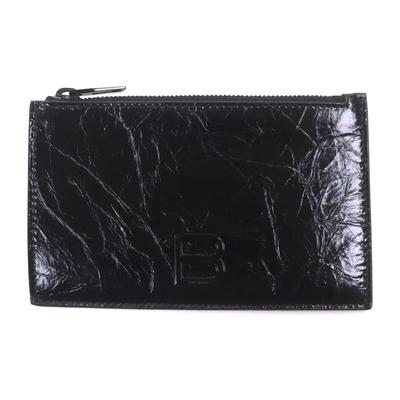 Neuwertiges BALENCIAGA Münzfach CRUSH schwarzes Leder Herren 766465 Gebraucht