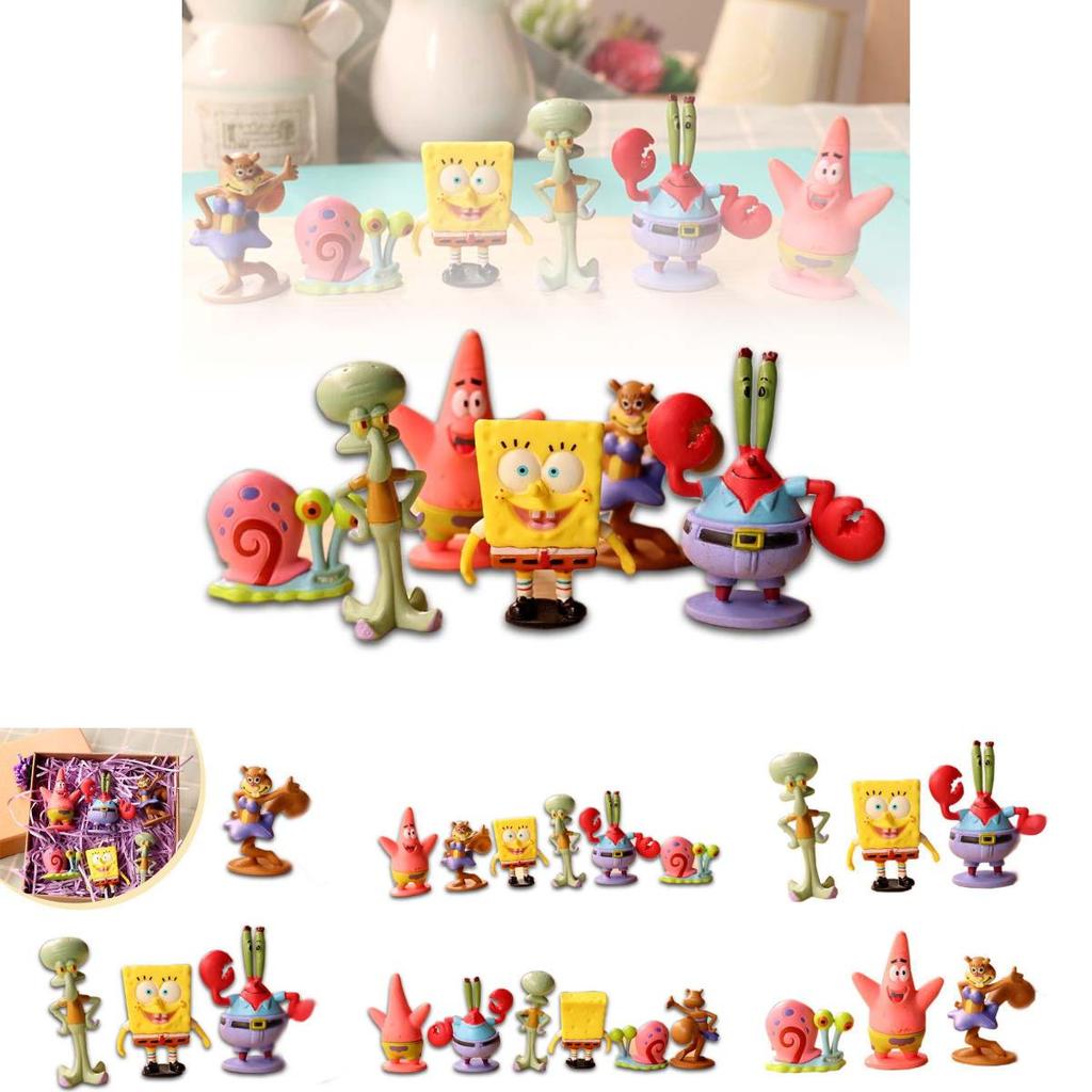 Adorabile Set di 6 Figure di Spongebob Squarepants Perfetto Per Collezionisti E Decorazione