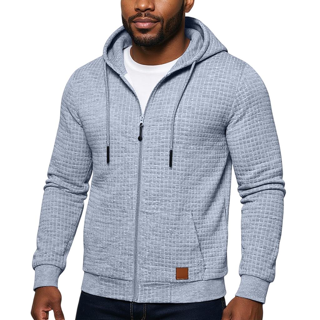 Men's Hooded Sweatshirt, Contrasting Color Sweatshirt, Sports  Zipper Casual Jacket