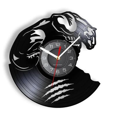 Relógio de Parede Criativo de Disco de Vinil com Animais Selvagens Africanos Predador Gato Ártico Leopardo Decoração de Parede para Casa Relógio de Parede de Arte Silencioso
