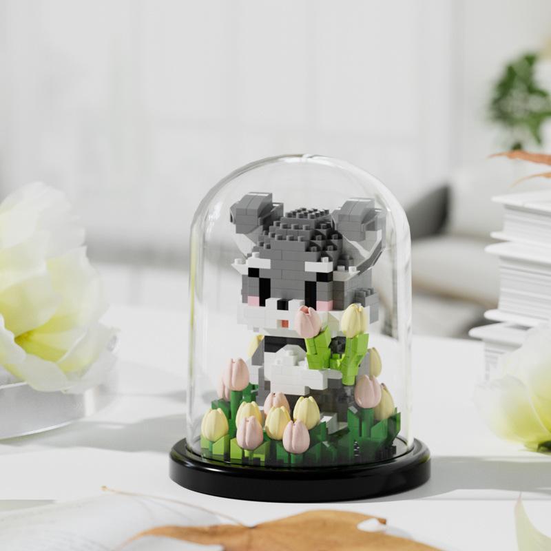 Cute Pet Dog/Rabbit/Bear Miniature Model Building Blocks Children Cartoon Animal Building Blocks Educational Toys Children GIF