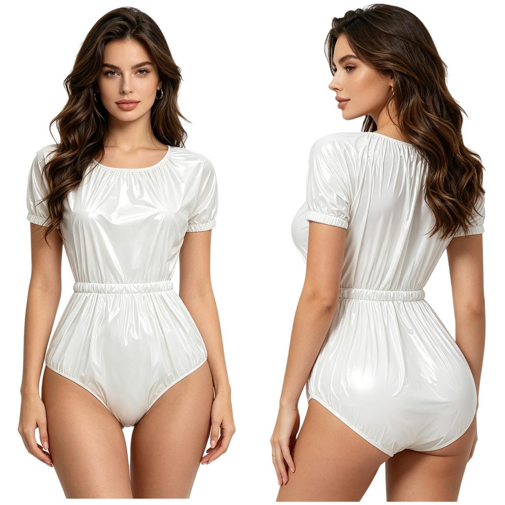 S-3XL Dames Lekvrij Eendelig Bodysuit Waterdichte Luierbroekje Korte Mouw Knopen in het Kruis Elastische Taille voor Zwemmen Adaptieve Kleding