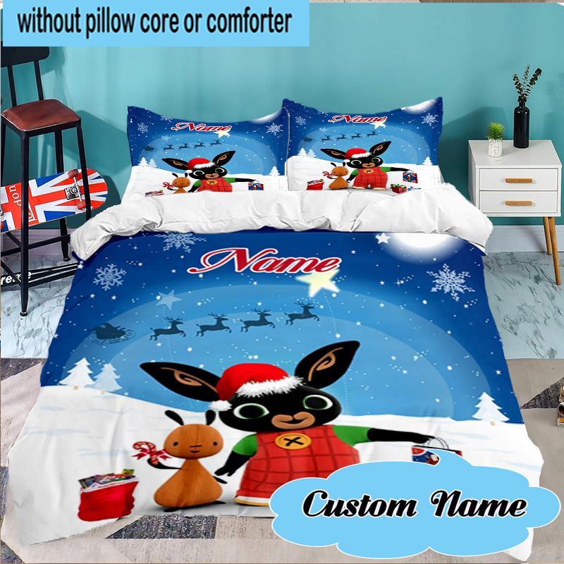 Juego de Ropa de Cama Personalizado Amigos Conejito Bing Aventura 3 Piezas, Juego de Cama Incluyendo 1 Funda Nórdica y 2 Fundas de Almohada para Dormitorio, Regalo para Dormitorio