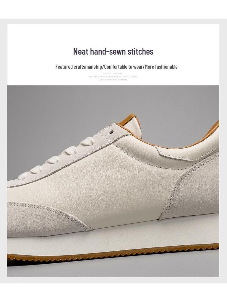 European Luxury Men's Genuine Leather Casual White Shoes - Trendy Summer Forrest Gump Style