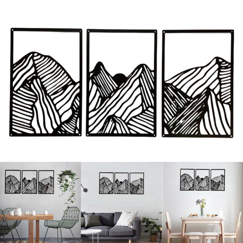 3pcs Uniques Mountain Sculpture Abstract Accent Metal Sign Wrought Iron Decors Hangings Pendants for Art Enthusiasts