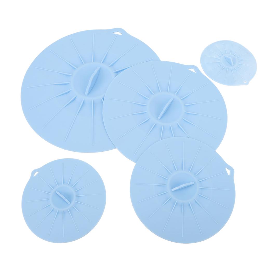 Silicone Lid Set Heat Resistant Reusable Microwave Splatter Cover Food Suction Lid for Bowls Pots Pans 5pcs