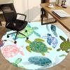1pc Sea Turtle Print Chair Carpet for Office, Round Polyester Mat, Indoor Decor for Office, Washable Non-slip Carpet yy251219025
