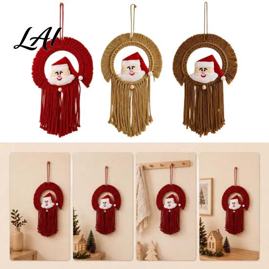 Hand Woven Wall Hanging Hand‑Woven Santa Claus Tapestry Hanging Christmas Decor with Atmospheric Ornament Tassels Boho for Kid Room Home