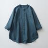 Women's Spring and Summer Cotton and Linen Shirt Stand-up Collar Long-sleeved White Shirt Loose Large Size Sunscreen Shirt Japanese