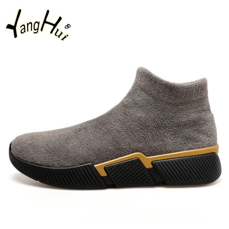 Outdoor Sock Boots Keep Warm Elastic Cotton Fabric Sports Casual Gaobang Platform Shoes for Men 2024 New Fashion Autumn Winter