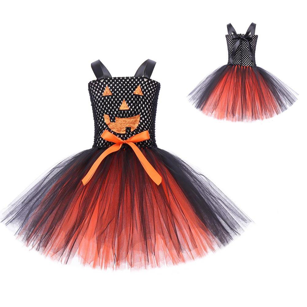 Halloween children's costumes new girls pumpkin masquerade show tutu dress little witch princess dress