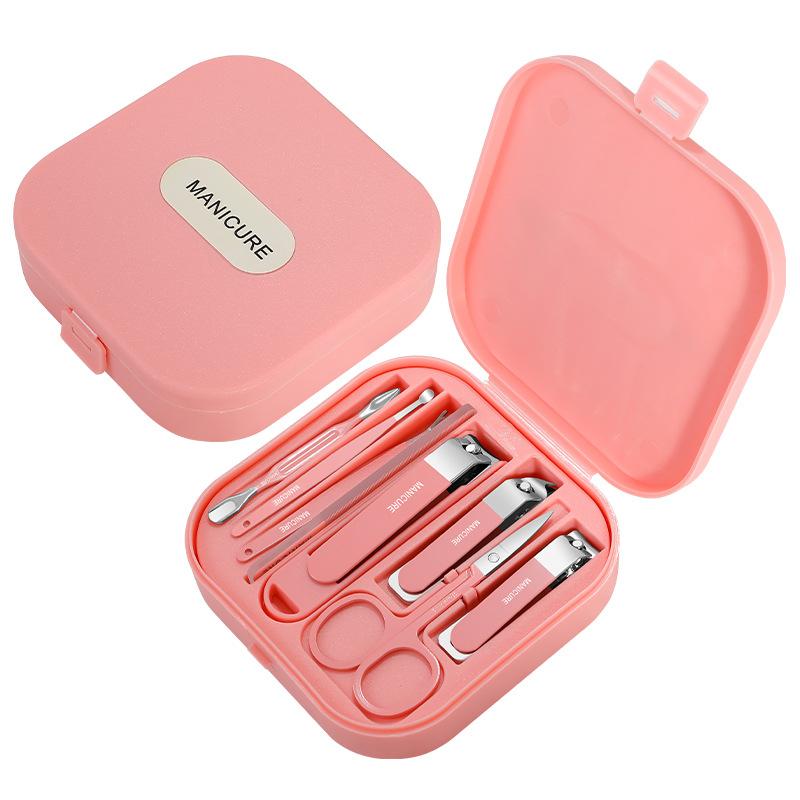 Complete 8 Pcs Set Manicure Kit Nail Clippers with Clippers Cuticle Pusher & Trimmer Portable Gift for Women and Men