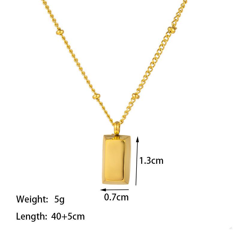 Stainless Steel New Smooth Small Gold Brick Necklace Niche Design Simple Clavicle Chain