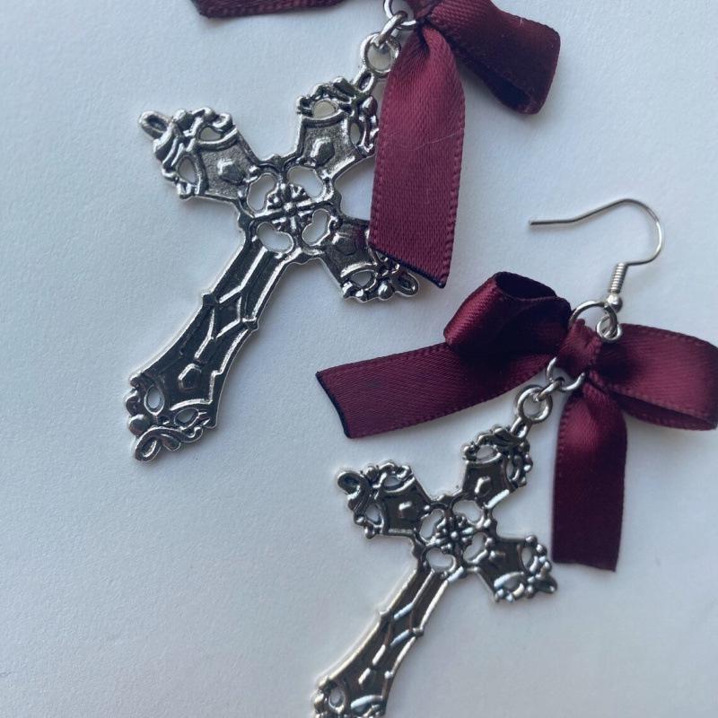 Cute Gothic Retro Cross Bow Dangle Women's Earrings