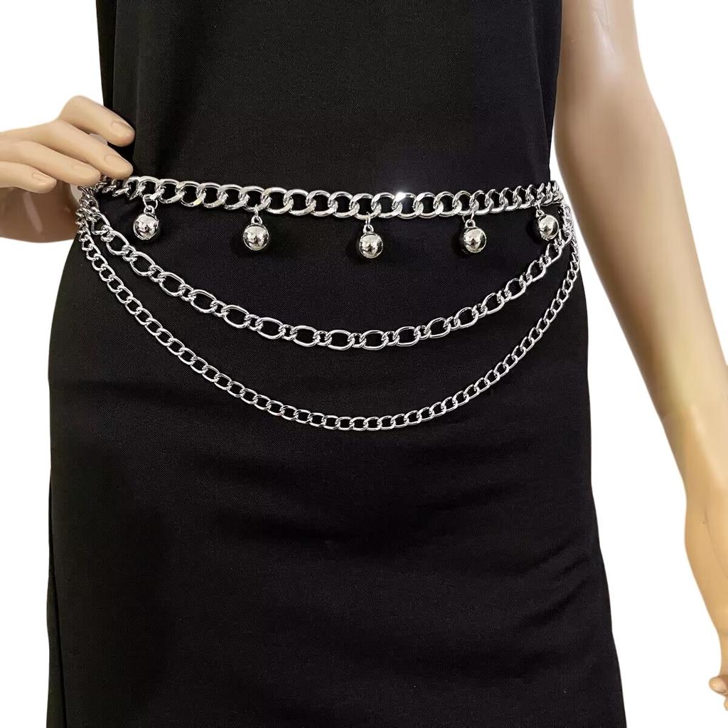 Retro Metal Waist Chain Women's Fashion High Sense CCB Ball Multi-layer Waist Chain with
