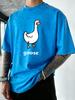Goose Makes People Happy Print Men Washed TShirt Summer Casual T Shirts Vacation Soft Short Sleeves Loose Hip Hop Streetwear