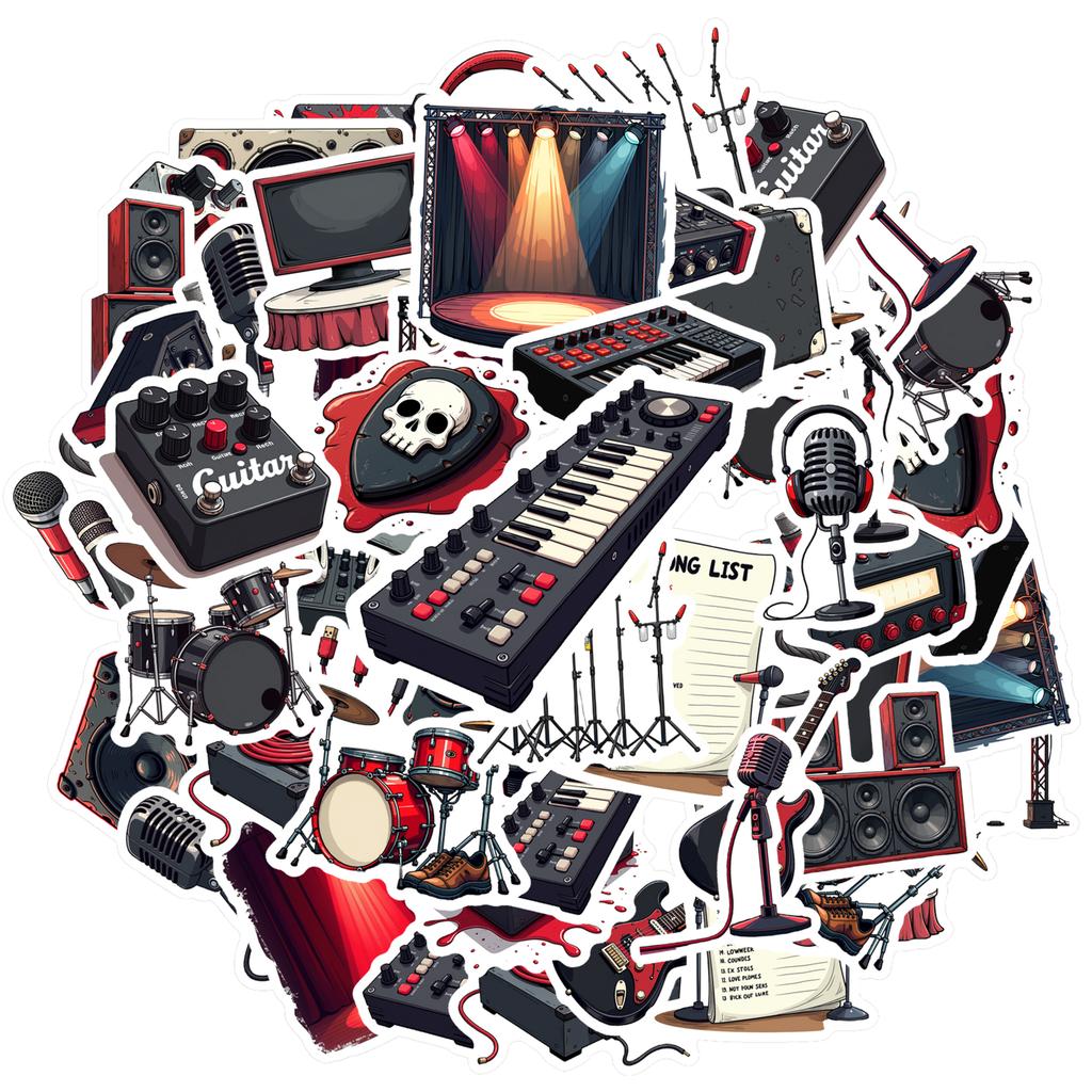 Rock Microphones Decals Cartoon Concerts Stationery Stickers Stickers For Laptop Fridge Phone