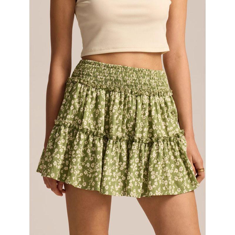 Printed Elastic Waist Half Length Skirt Women Print Elastic Waist Skirt