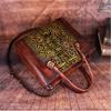 Johnature Retro Genuine Leather Handmade Women Bag First Layer Cowhide Large Capacity Handbag Embossed Shoulder Bags