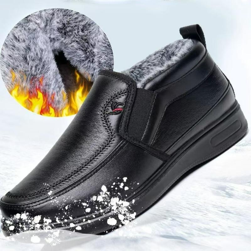 Fashion Men's Snow Boots 2024 Winter Fashion Cotton Shoes Thicken Plush Warm Male Outdoor Casual Short Boots Mid Top Waterproof Boot Man