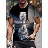 Nouveau T-shirt à Imprimé Chat 3D Été Extérieur T-shirt à Manches Courtes pour Homme Mode Col Rond Tops Décontractés Oversize Vêtements pour Homme