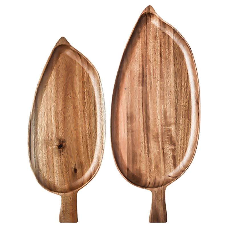 Wood Leaf Shaped Tray Large Size Food Storage Platter Elegant Teas Snacks Sushi Serving Plate for Kitchen Dining