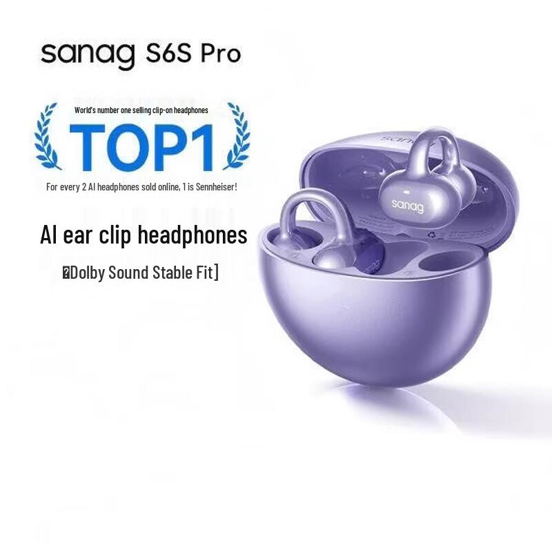 SANAG S6S Pro AI Open-Ear Clip Bluetooth Headset