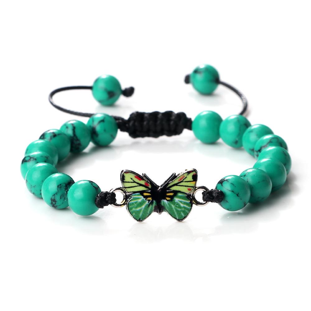 Adjustable Hand-Woven Bracelet with Butterfly Pendant for Women, Men's Gift, In Stock