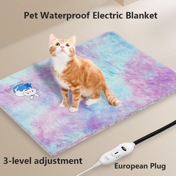 Winter Pet Heating Pad with Furry Cover Cat, Dog, and Reptile Constant Temperature Electric Blanket Waterproof 3-level Adjustment