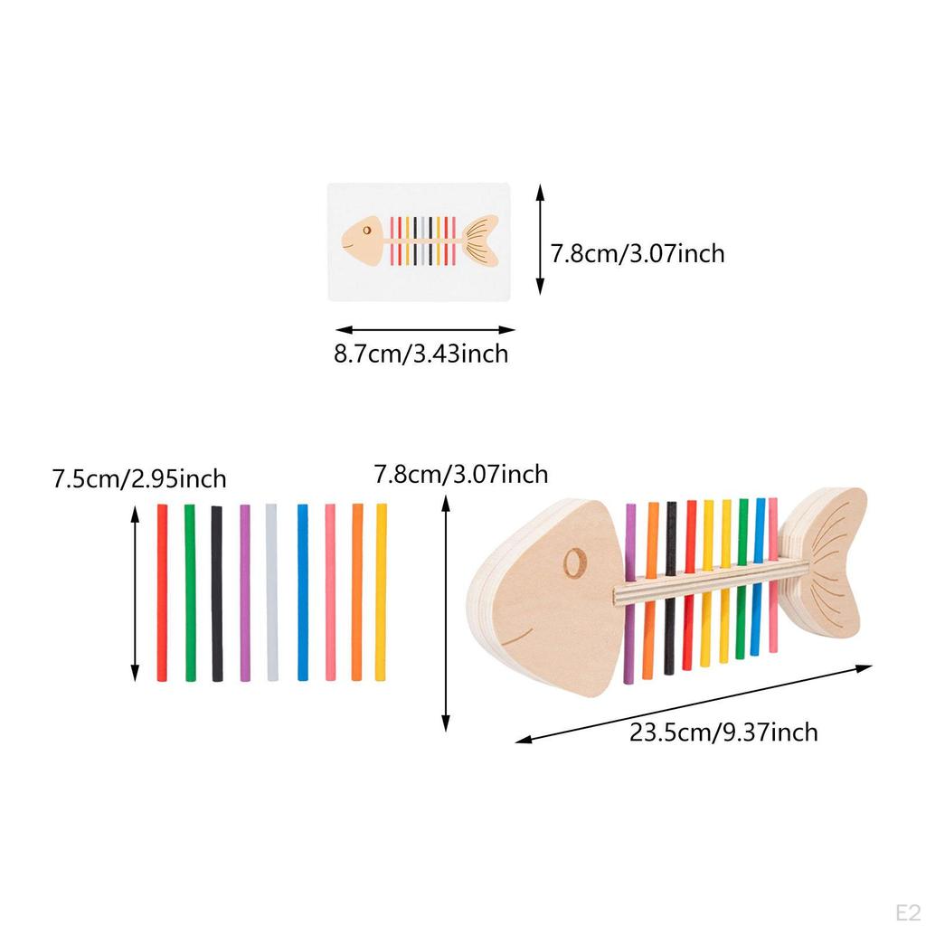 Wooden Learning Color Sorting Toy Fish Bone Flexible Developmental Montessori