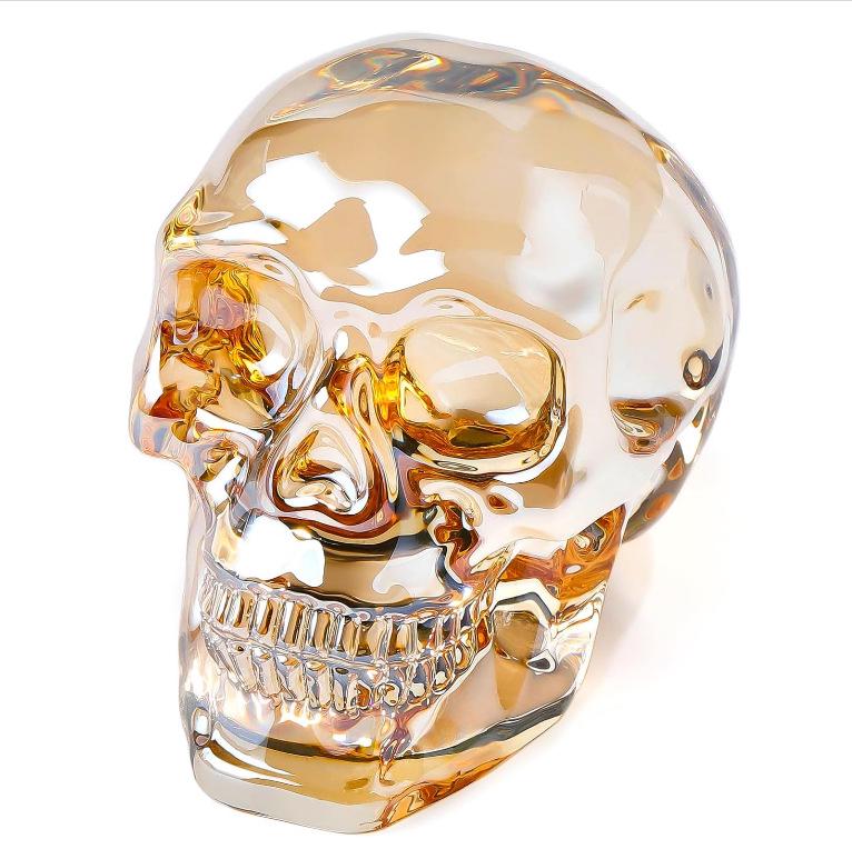 Gothic Crystal Skull Halloween Ornament Statue