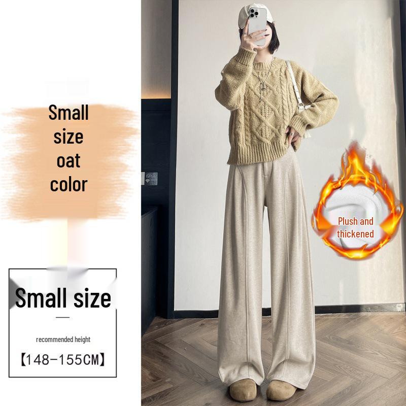 Women s High-Waist Velvet Plaid Wide-Leg Pants - Brown, Fall/Winter Style Small