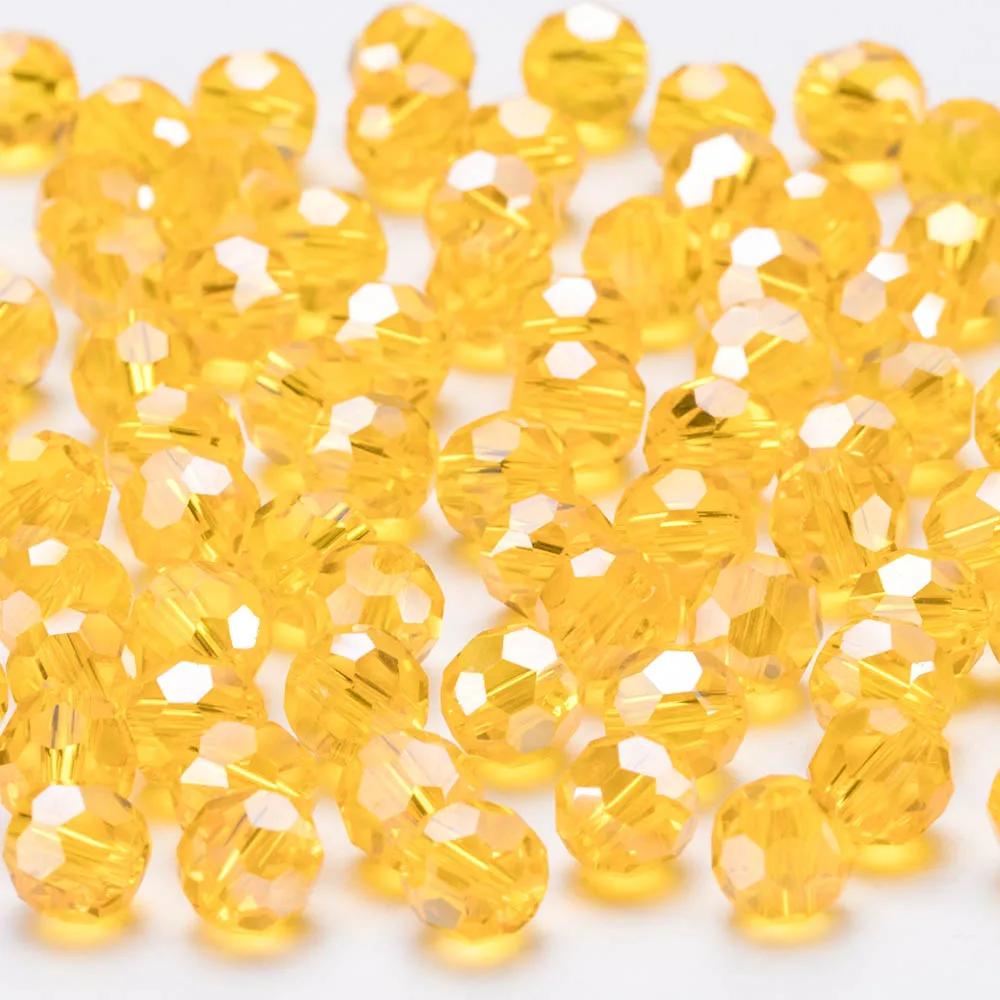 3 4 6 8mm AB color Round Crystal Beads Faceted Transparent Glass Bead Loose Spacer Bead for Jewerly Making DIY Bracelet Necklace